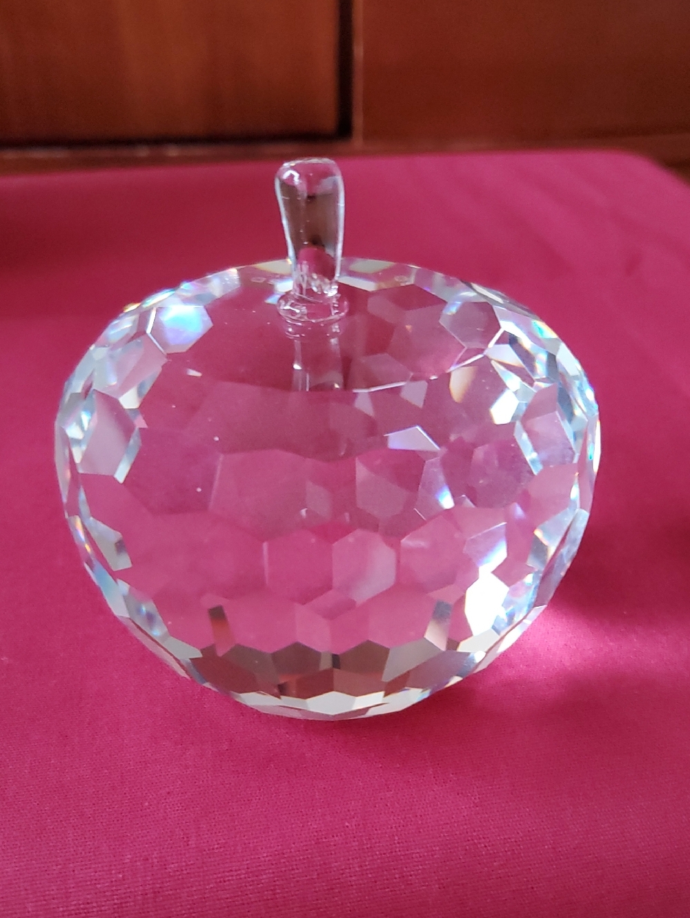 Crystal Faceted Apple Paperweight - Clear